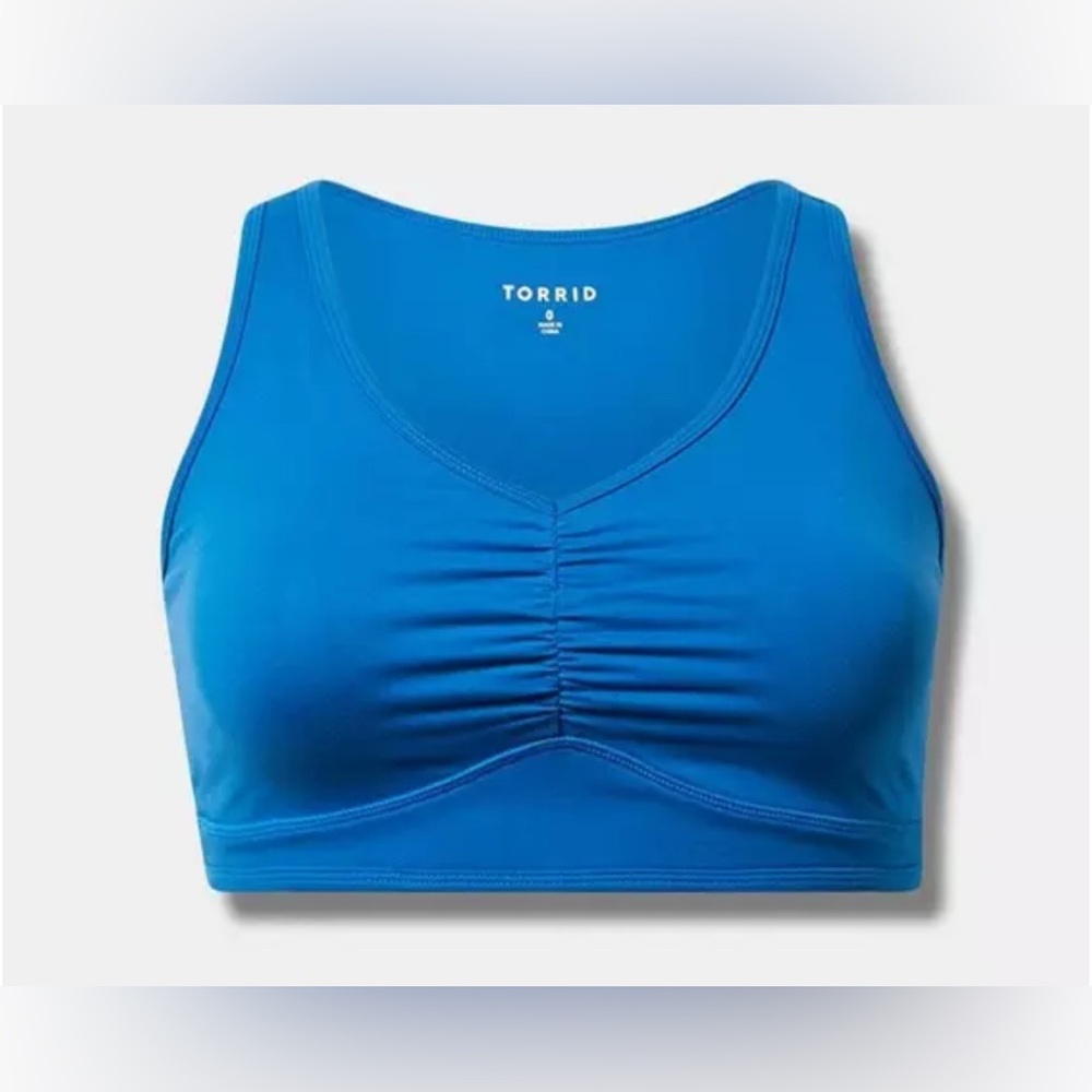 Torrid Performance Jersey Ruched Yoga Bra Classic Blue Sports Lounge Bralette